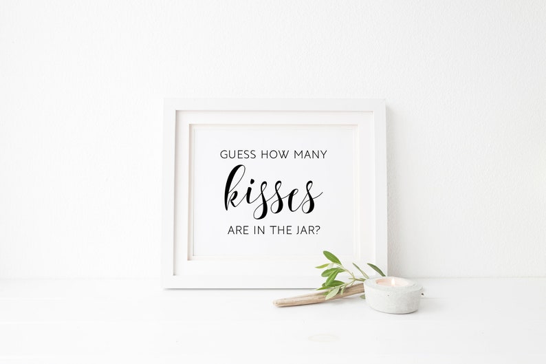 Quess How Many Sign Guess How Many Kisses Sign: Bridal Shower Game (PDF) - Etsy