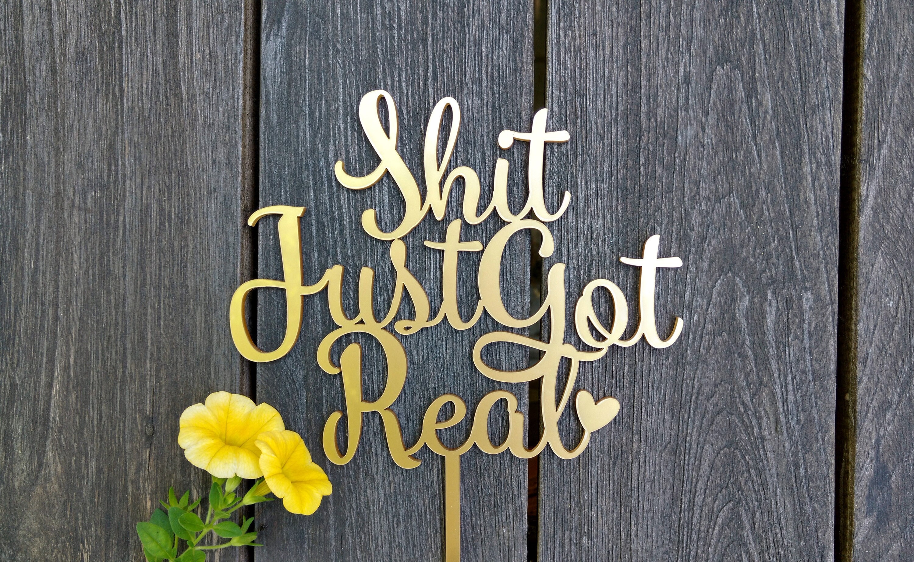 Shit Just Got Real Cake Topper Funny Cake Topper Gold - Etsy