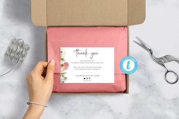 you edit thank you insert cards customer thank you package inserts business thank you card template printable your order made my day thank you customer