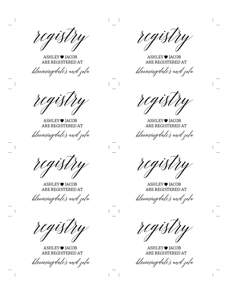 Edit Yourself Registry Card Insert Printable Registry Card | Etsy