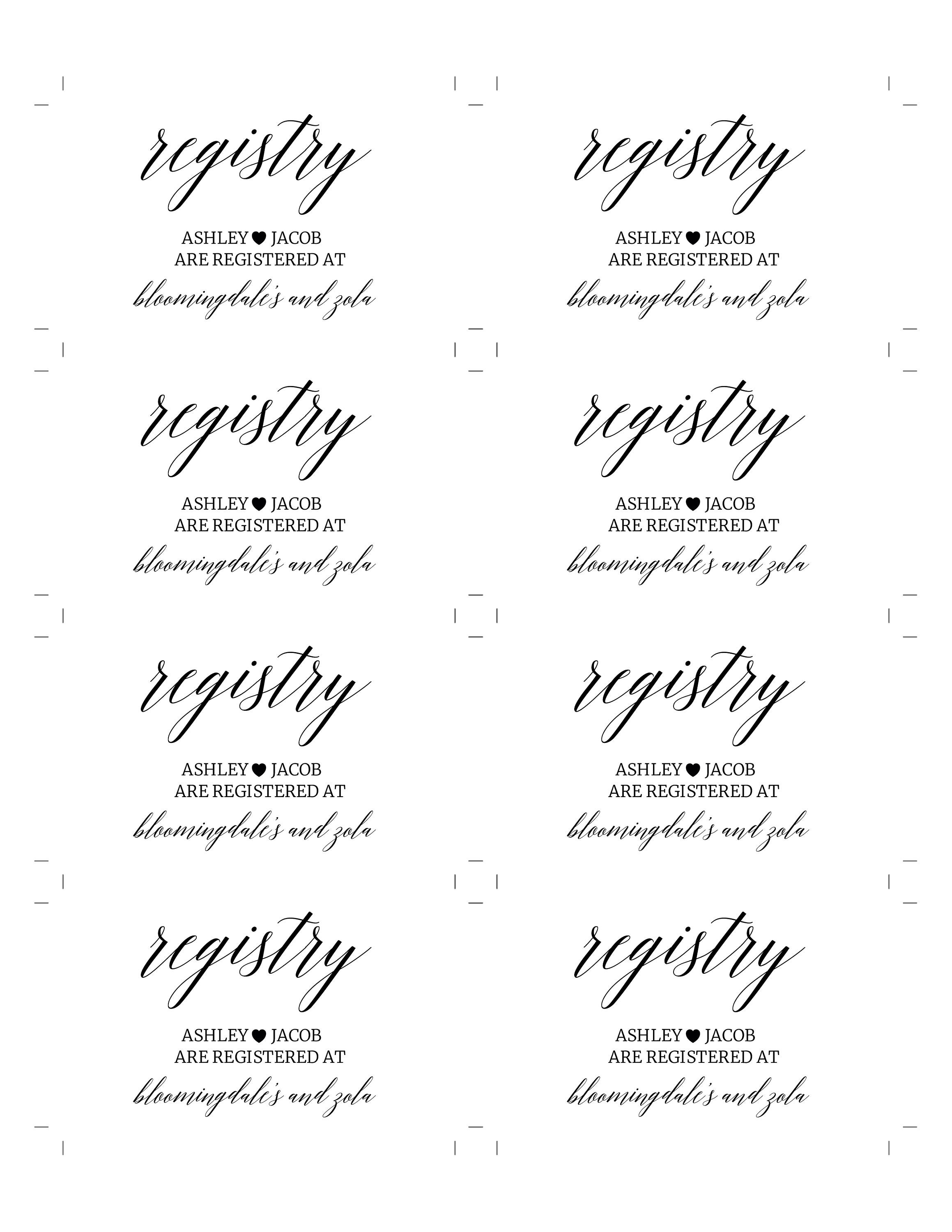 Edit Yourself Registry Card Insert Printable Registry Card Etsy