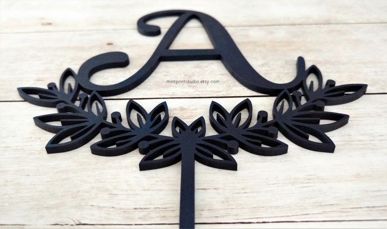 Monogram Cake Topper For Wedding Navy Letter Cake Topper Rose Gold Gold Acrylic Cake Topper Wooden Cake Topper Initial Single Letter
