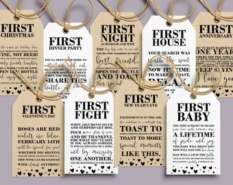Milestone Wine Tags, Newlywed Gift, Hearts (Digital Download)