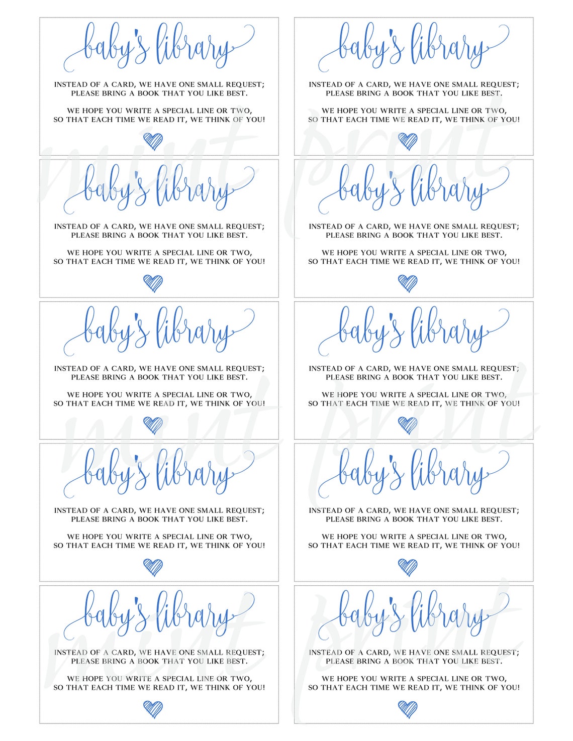 Baby Book Request Card for Baby Shower Book Request Wording Etsy