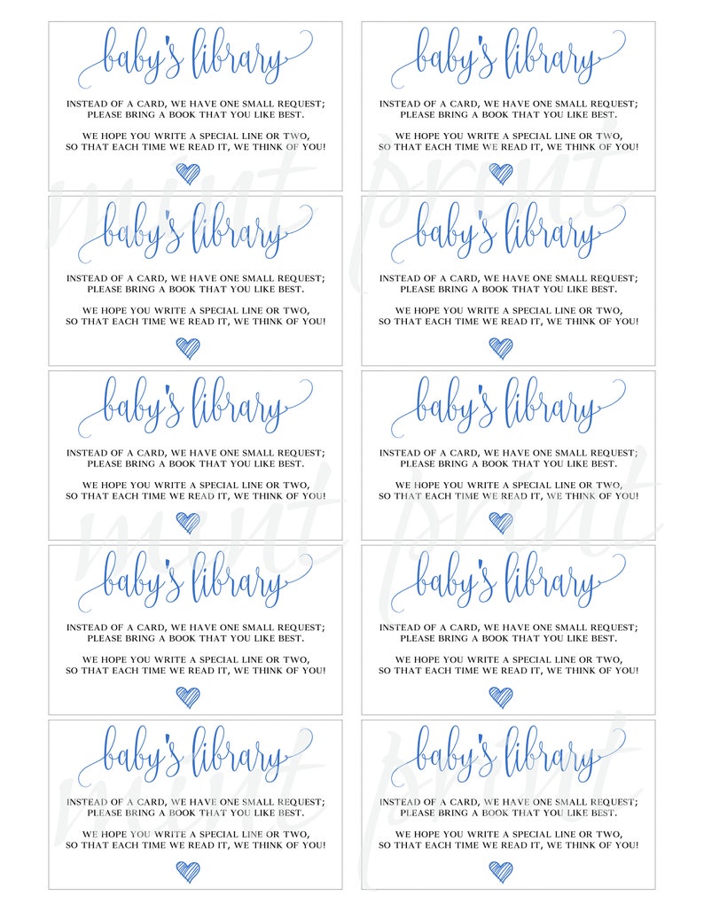 Baby Book Request Card for Baby Shower Book Request Wording Etsy