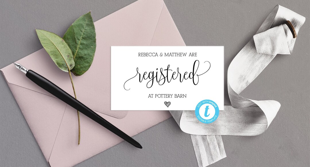 Editable Registry Card Insert, Printable Registry Card Bridal Shower, Registry Card Template ...