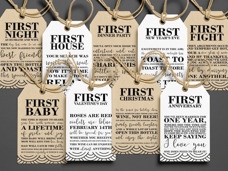 9 Milestone Wine Labels Printable Tags Bridal Image 0