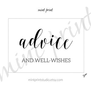 Advice and Well Wishes Printable Sign PDF, Please Leave Your Advice ...