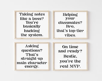 Gen Z Classroom Poster Set: Funny Teen Wall Art (Digital Download)