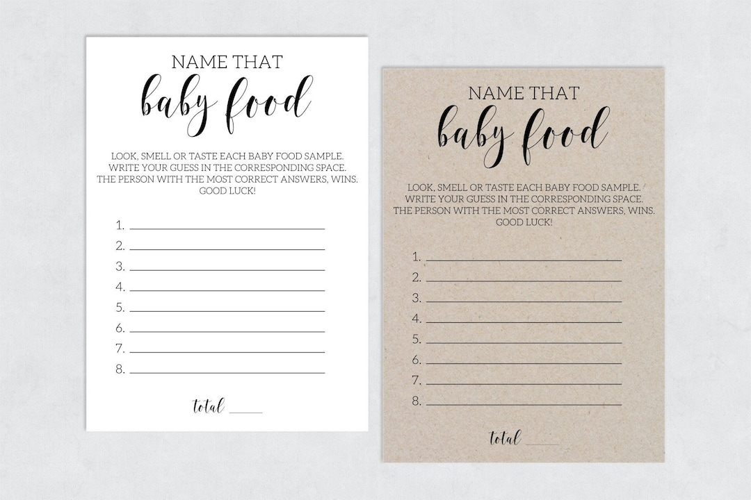 Name That Baby Food Game Baby Food Game Printable Baby - Etsy