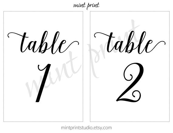 instant download table numbers 1 40 black printable table etsy