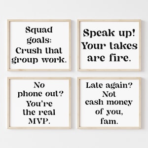4-Pack Gen Z Classroom Posters, Trendy Classroom Decor, Science Classroom Decor, Class Rules Poster, Printable Teacher Signs Middle School