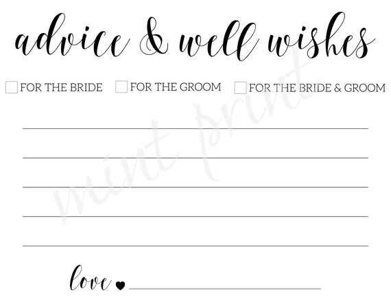 Advice Cards For The Bride Advice Cards For Bride Groom Etsy