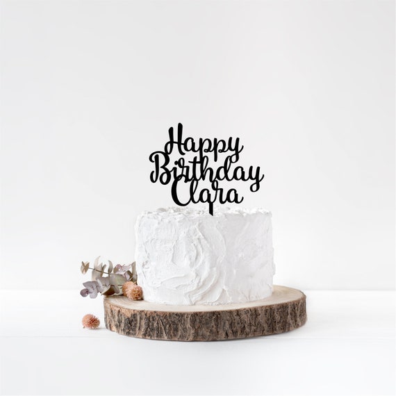 Personalized Birthday Cake Topper Black Happy Birthday Cake | Etsy