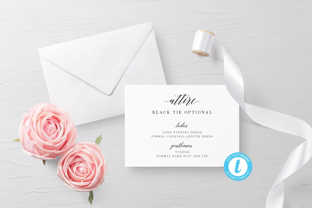 Formal Attire Required Wedding Invitations Editable Wedding Dress