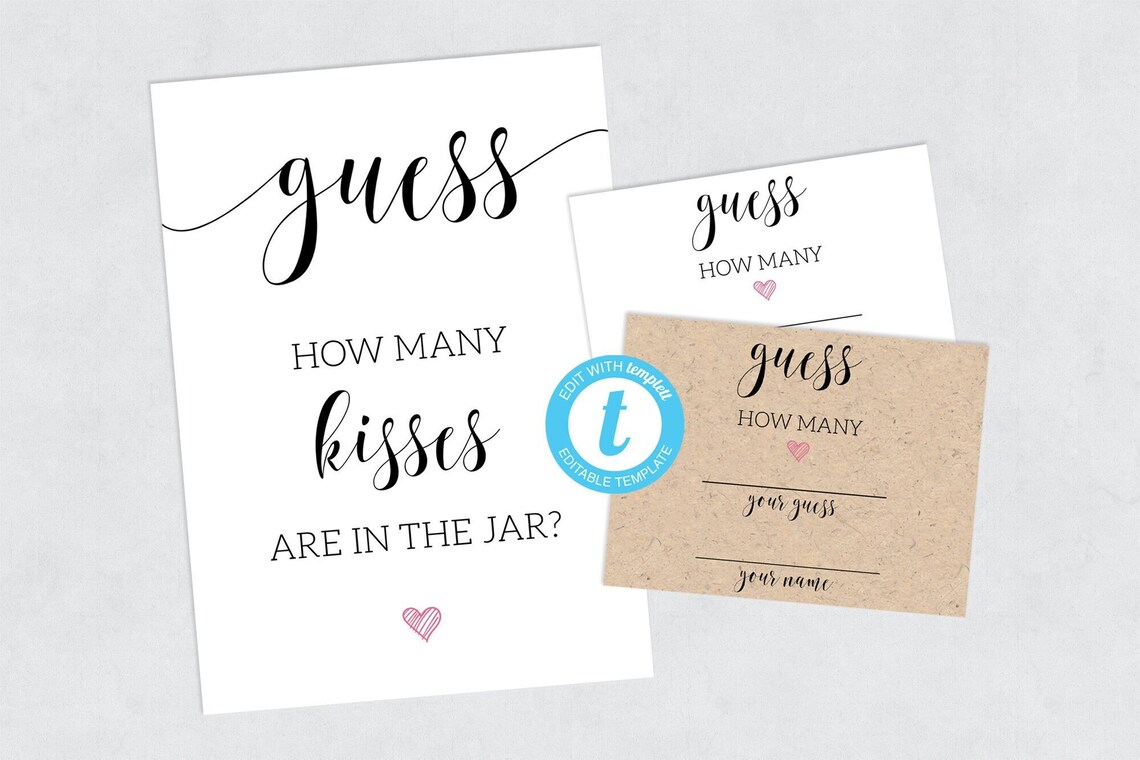How Many Sign Visual Guess How Many Game Sign & Cards: DIY Printable Template - Etsy Canada
