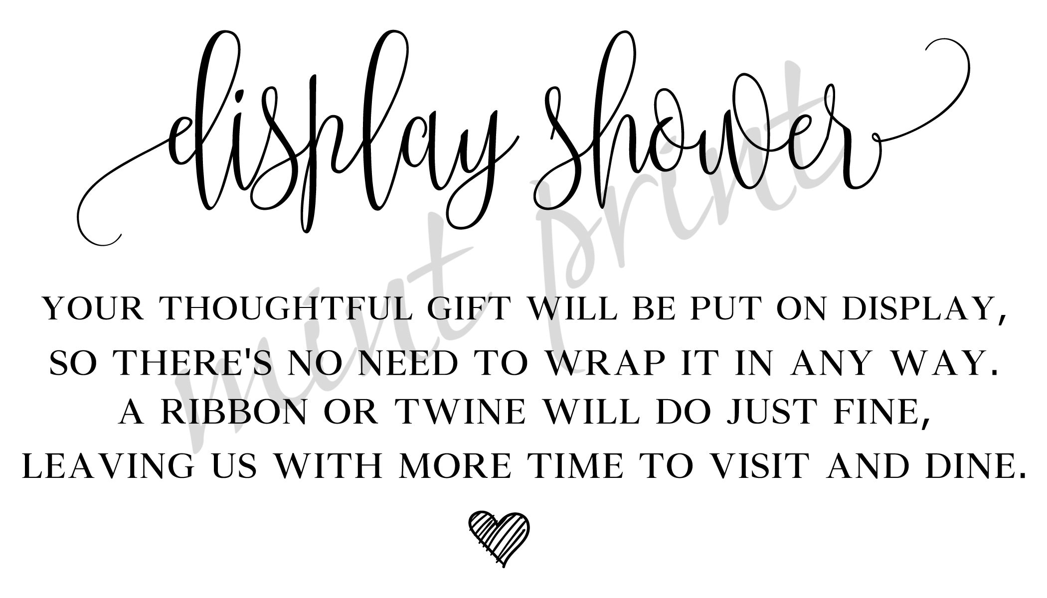 Instant Download Display Shower Insert Display Shower Card Etsy