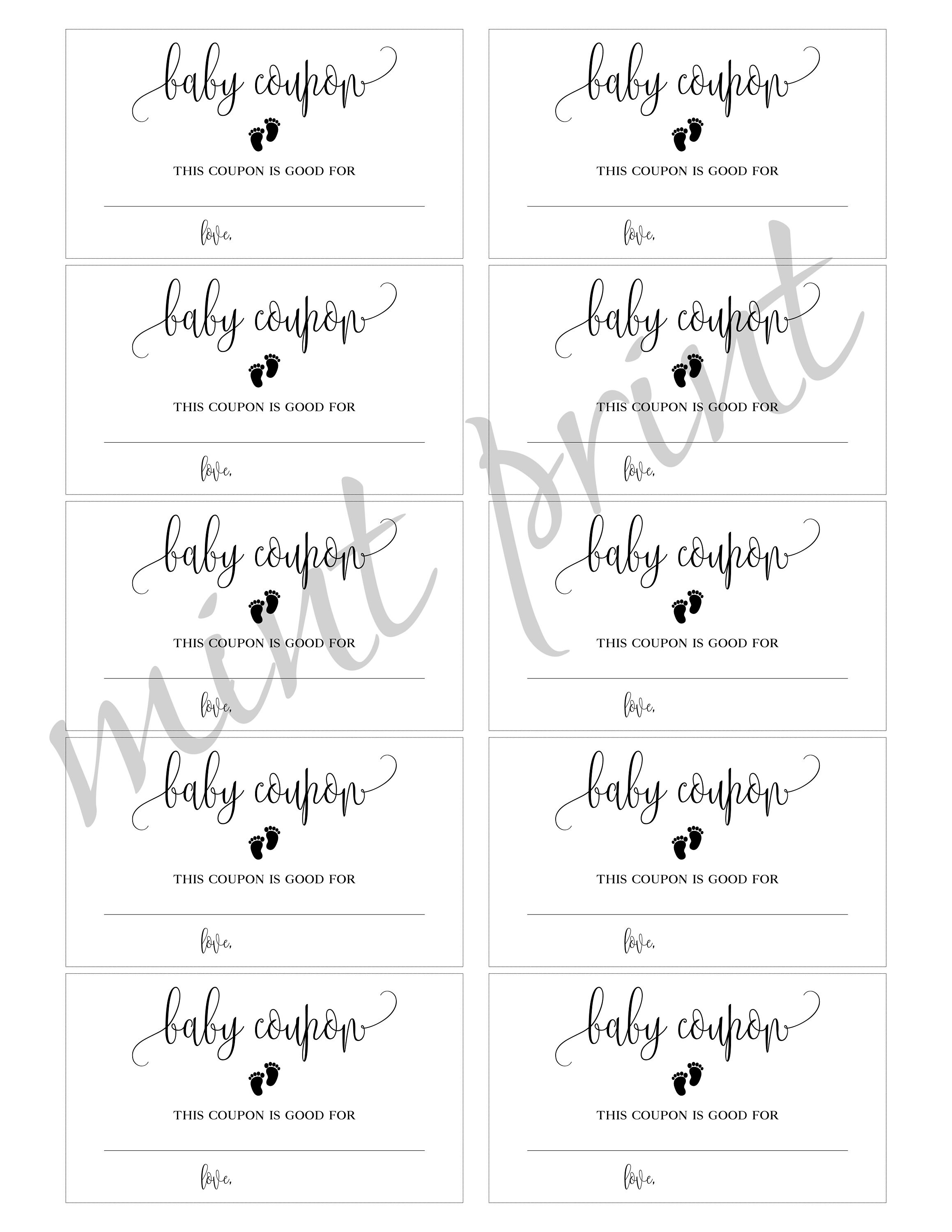 Instant Download Baby Coupon Printable Baby Shower Printable Etsy