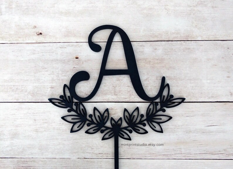 Monogram Cake Topper For Wedding Navy Letter Cake Topper Rose Gold Gold Acrylic Cake Topper Wooden Cake Topper Initial Single Letter