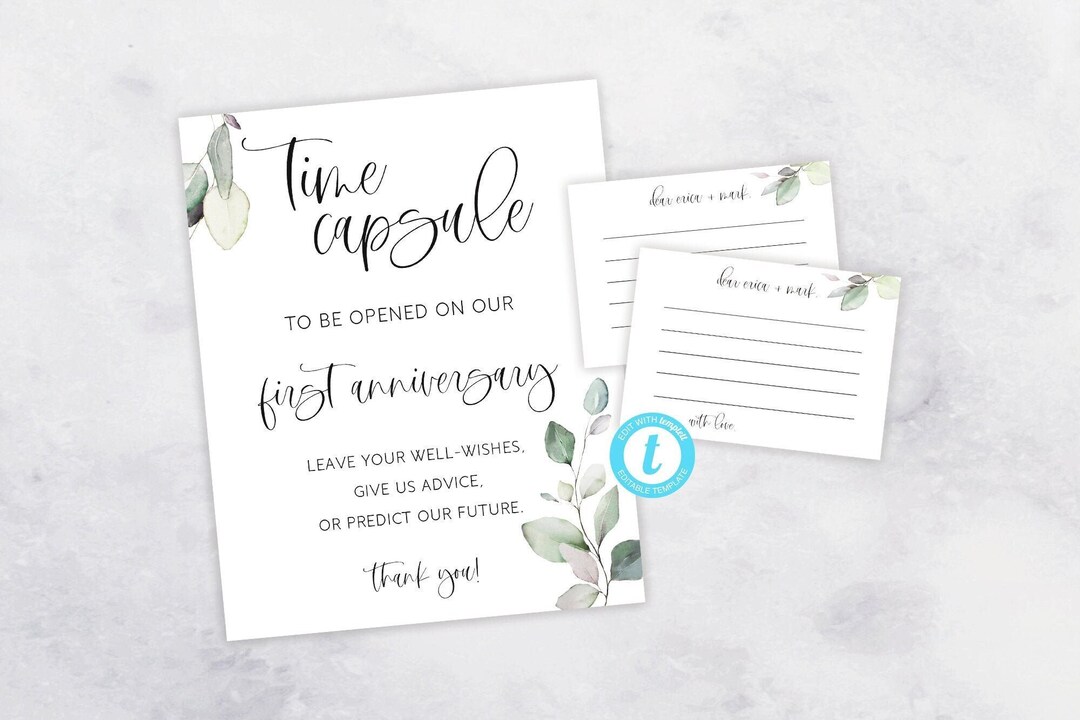 Time Capsule Card Design Examples Editable Time Capsule Sign & Cards: Birthday, Wedding (DIY Digital) - Etsy