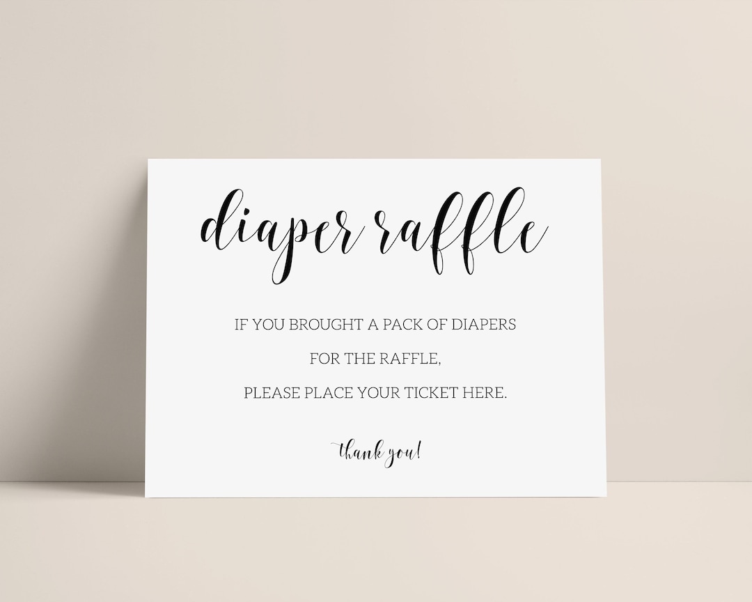 Diaper Raffle Sign: Baby Shower Printable (PDF, JPG)