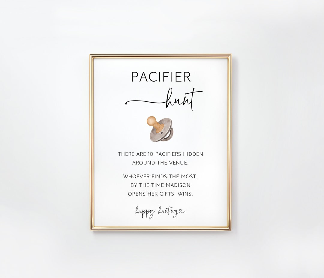 Editable Pacifier Hunt Baby Shower Game, Pacifier Hunt Template