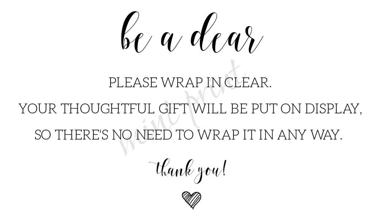 Edit Yourself Be A Dear Wrap in Clear No Wrap Bridal Shower Etsy