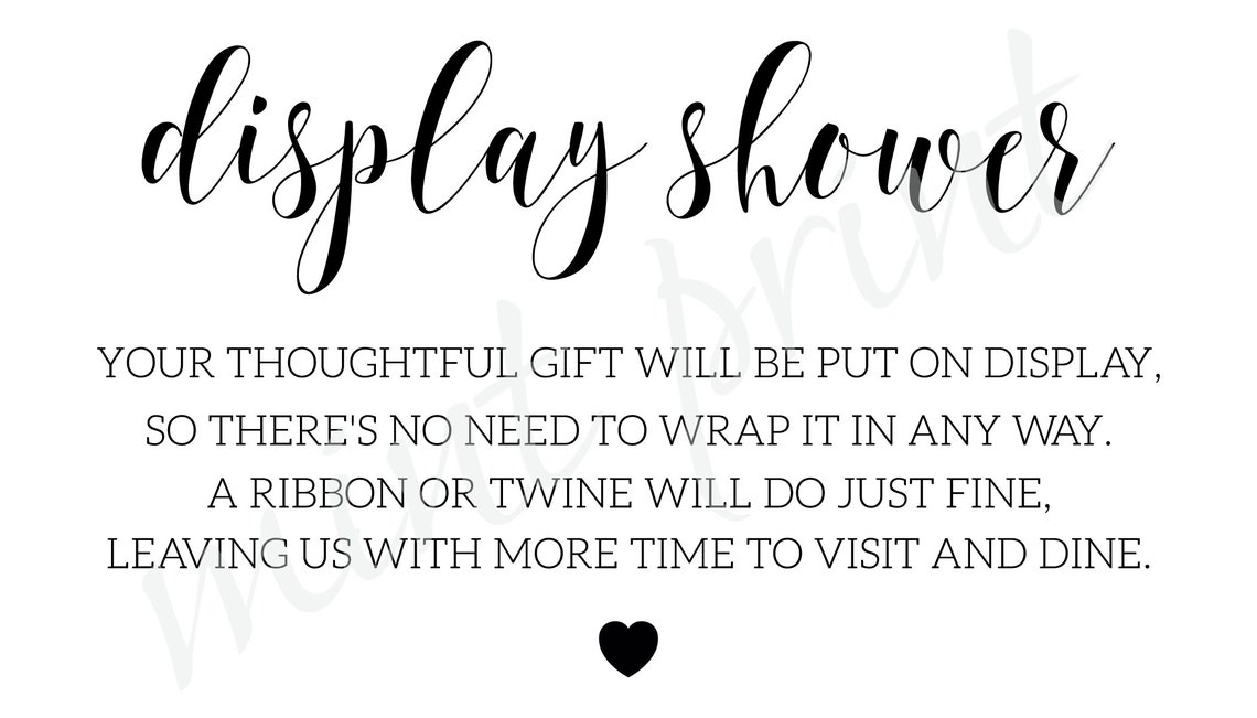 Instant Download Display Shower Insert Display Shower Card Etsy