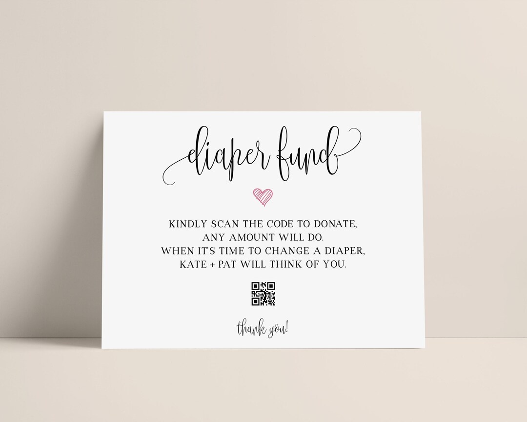 Editable Diaper Fund Sign for Baby Shower, Diaper Fund Wording, Diaper