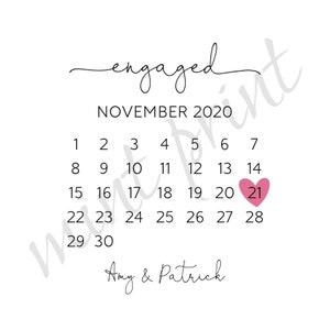 Just Engaged Gift Idea, Personalized Just Engaged Christmas Ornament, Christmas Ornament With Engagement Date, Custom Calendar Ornament Gift image 2