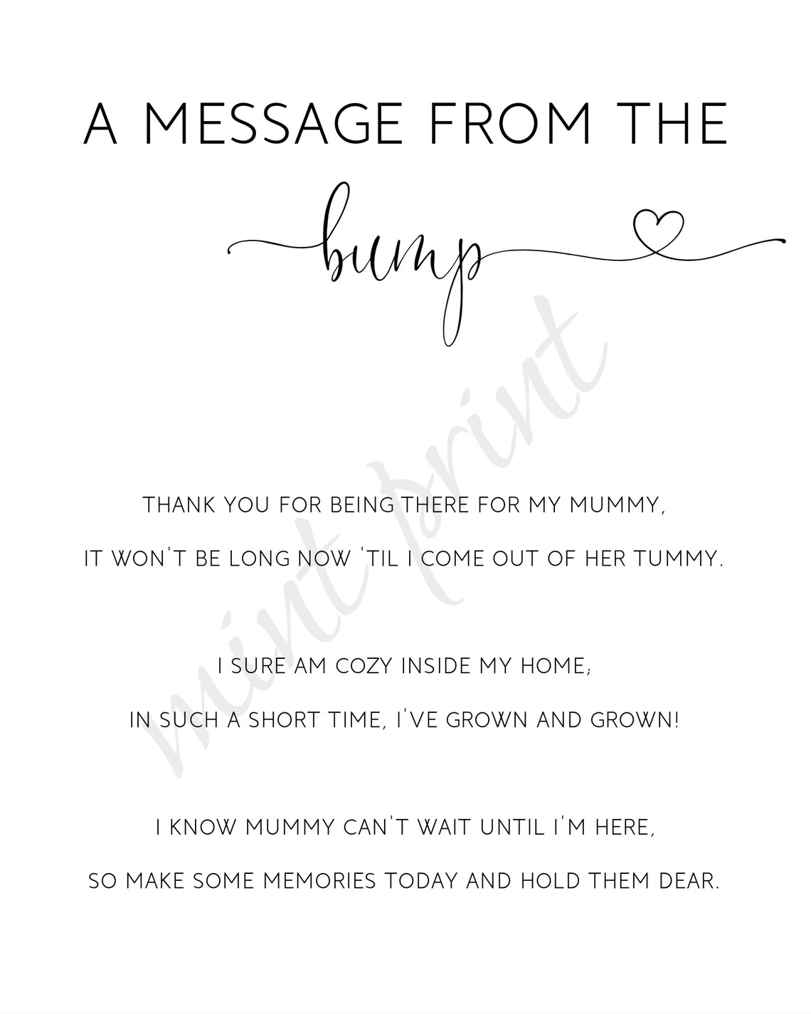 Edit Yourself A Message From the Bump Baby Message Baby Etsy
