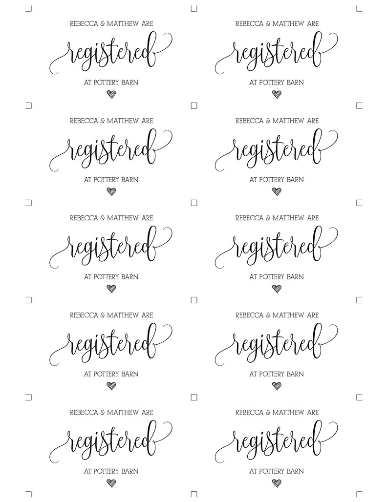 Edit Yourself Registry Card Insert Printable Registry Card - Etsy