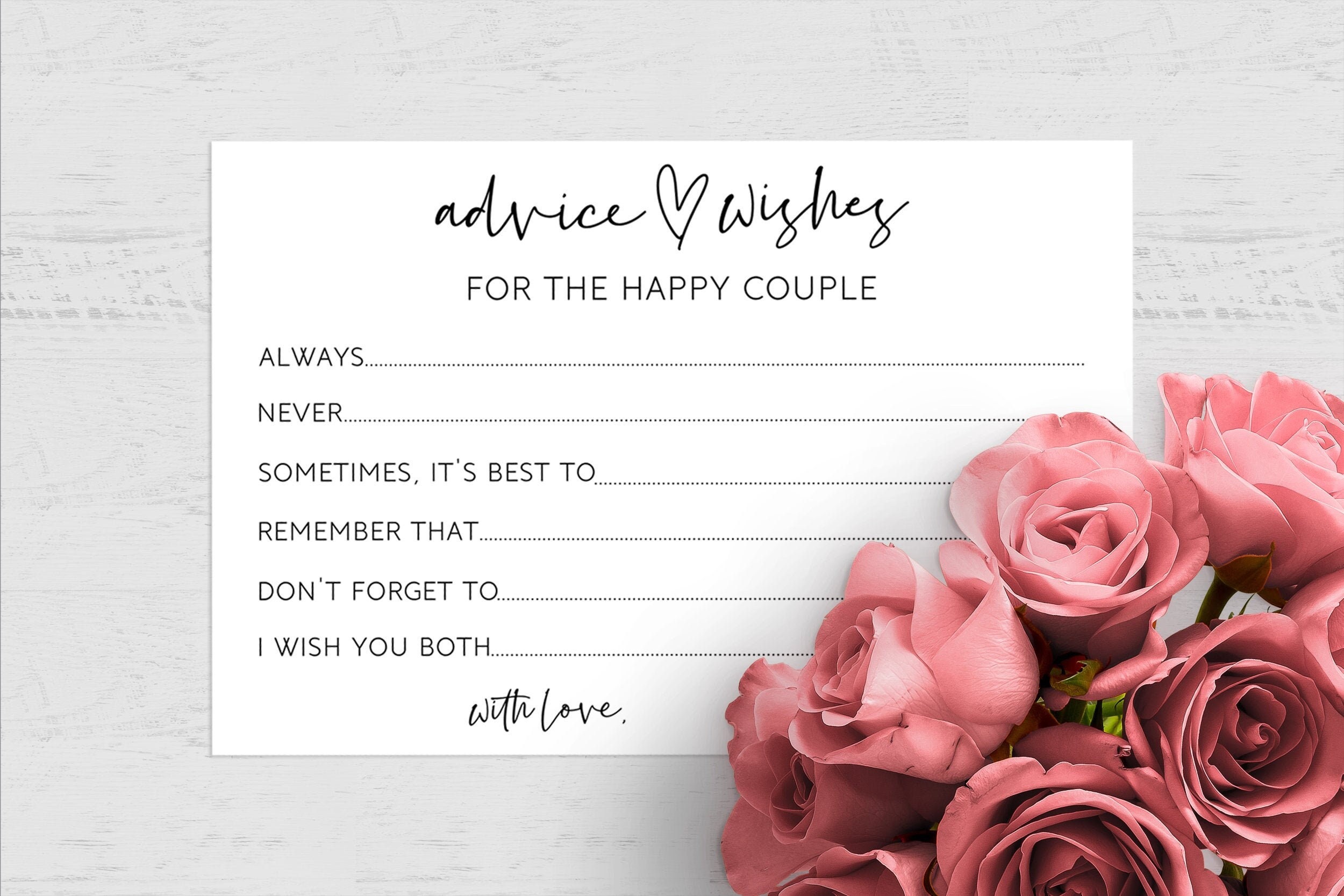 Wedding Advice Card Template, Wishes For The Bride and Groom, Advice For The Happy Couple, Print At Home Marriage Advice Card Ideas, 4x6