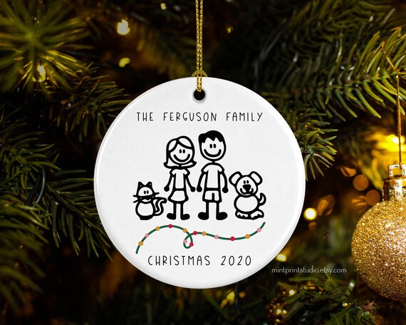 Does The Mail Go On Christmas Eve 2022 Build Your Family Christmas Ornament 2022 Stick Figure | Etsy