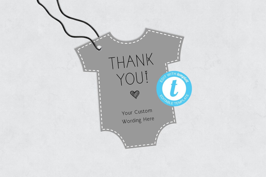 Editable Onesie Favor Tag Baby Onesie Gift Tag Template Etsy