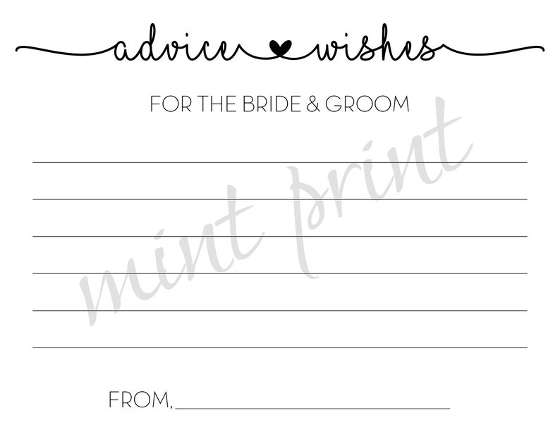 Well Wishes Cards Wedding Advice and Well Wishes for the Mr and Mrs PDF Advice For the Bride and Groom Printable Advice Cards Wedding