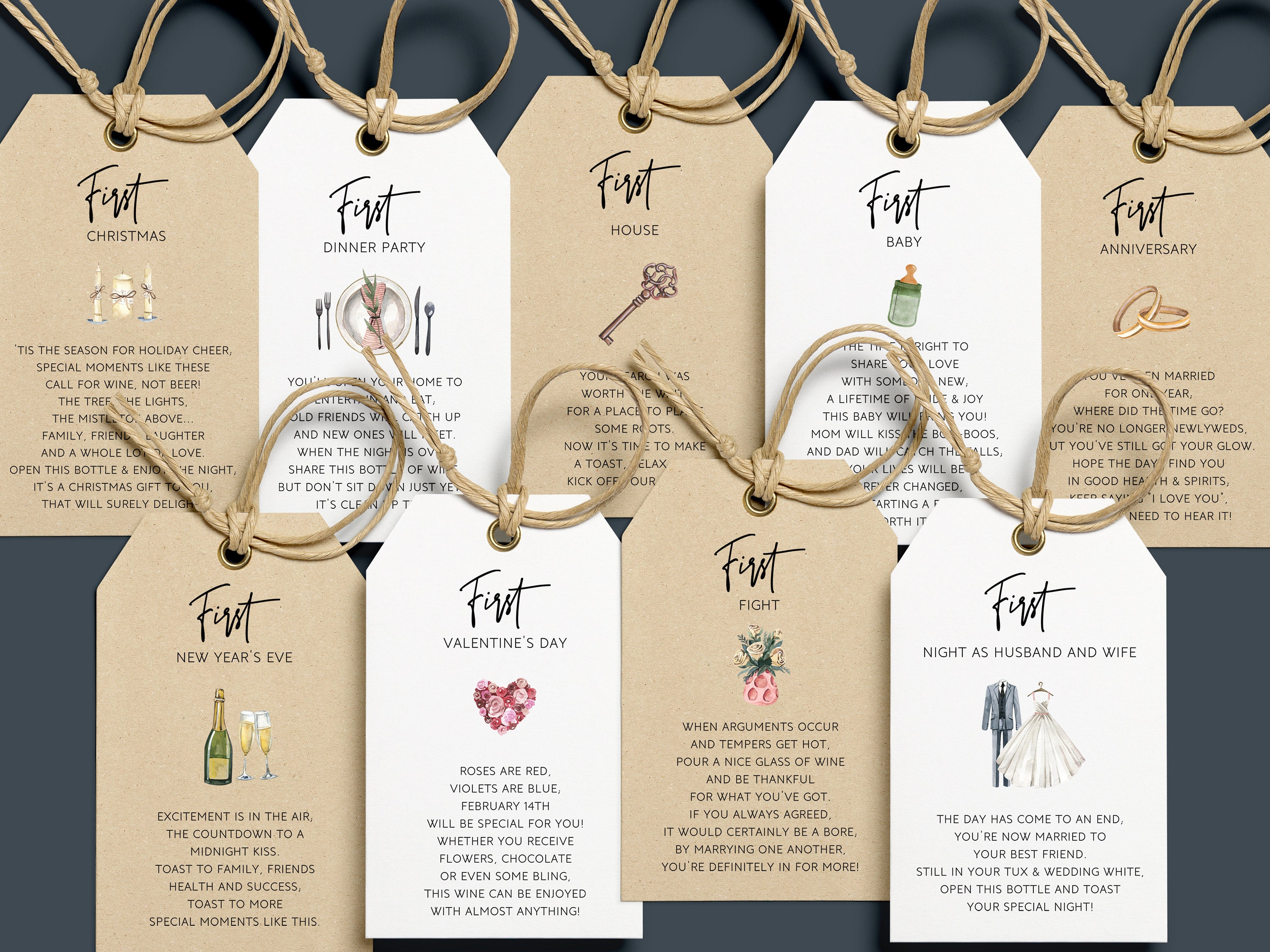 Instant Download 9 Hochzeit Meilenstein WeinAnhänger Wein | Etsy