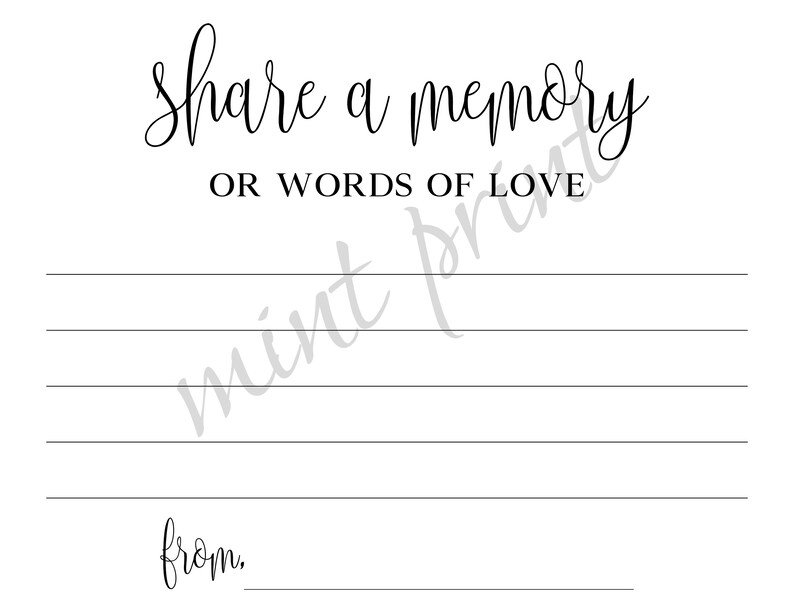 Instant Download Share a Memory Card Printable Share a Memory | Etsy
