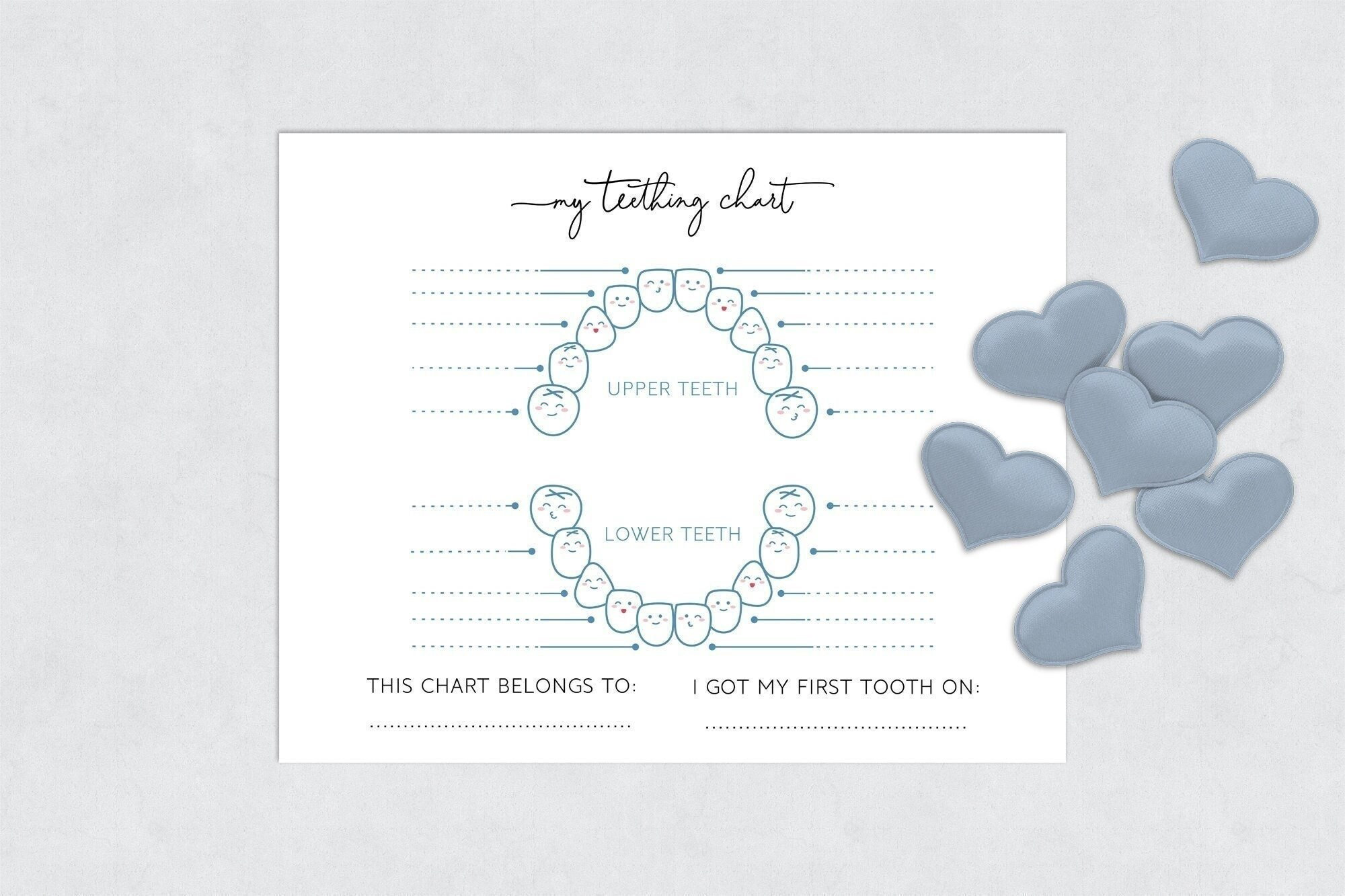 Teething Chart.pdf Baby Teething Chart: Keepsake Tooth Record (PDF & JPG) - Etsy