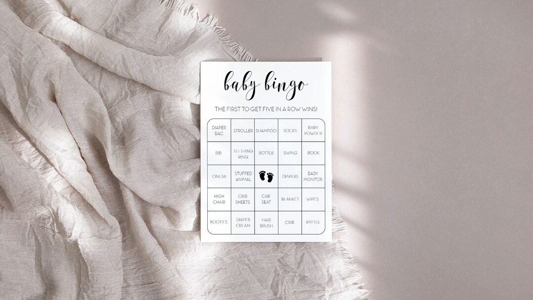 Editable Baby Shower Bingo Cards, Prefilled Baby Shower Bingo Card, How