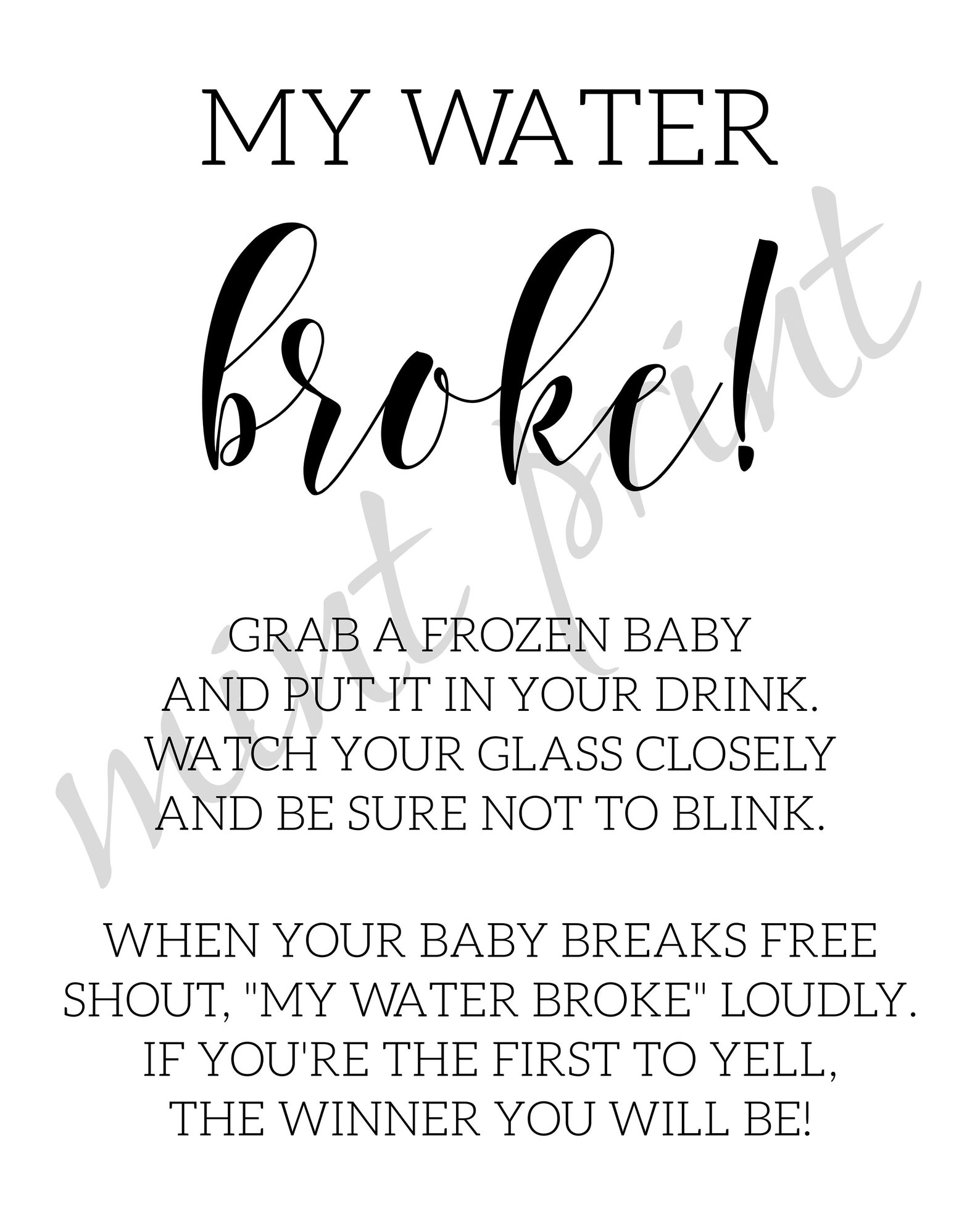 Instant Download My Water Broke Sign My Water Broke Baby Etsy