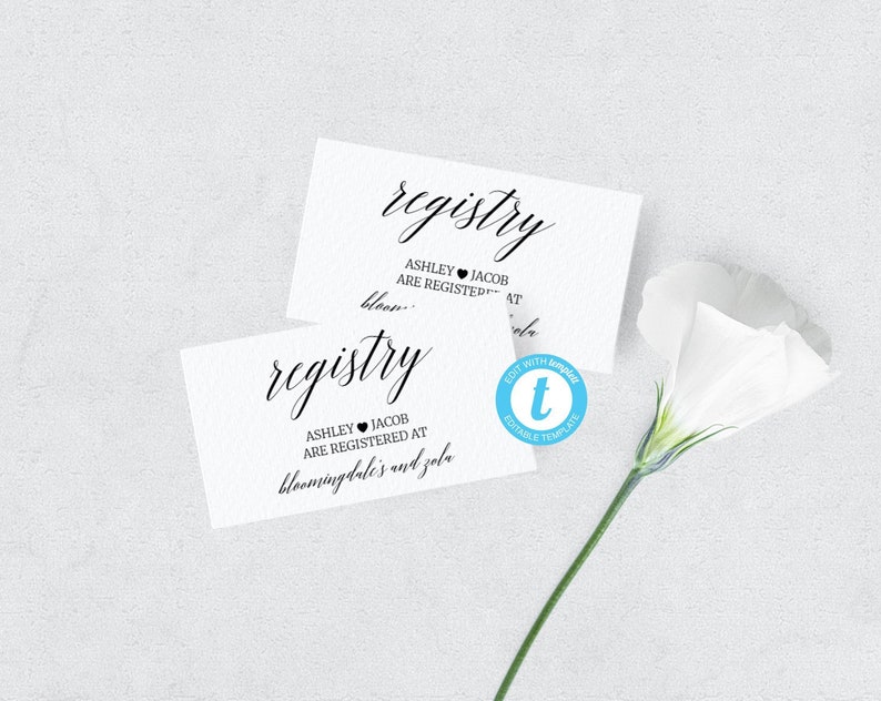 Edit Yourself Registry Card Insert Printable Registry Card | Etsy