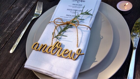 Set Of Wedding Place Cards Wedding Name Plates Place Cards Unique Personalized Place Settings Name Cards Dinner Party Laser Cut Wooden