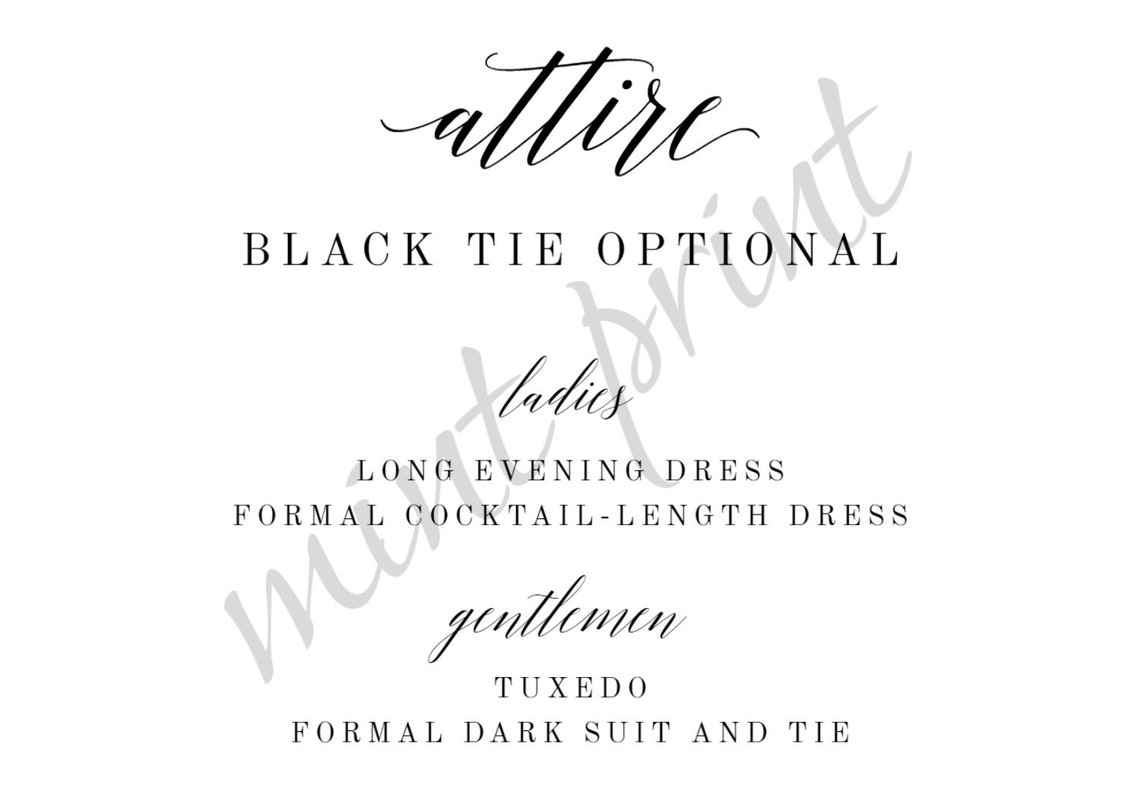 Edit Yourself Dress Code Card Wedding Insert Card Template Etsy