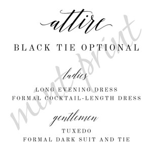 Editable Wedding Dress Code Card Template (digital Download) - Etsy