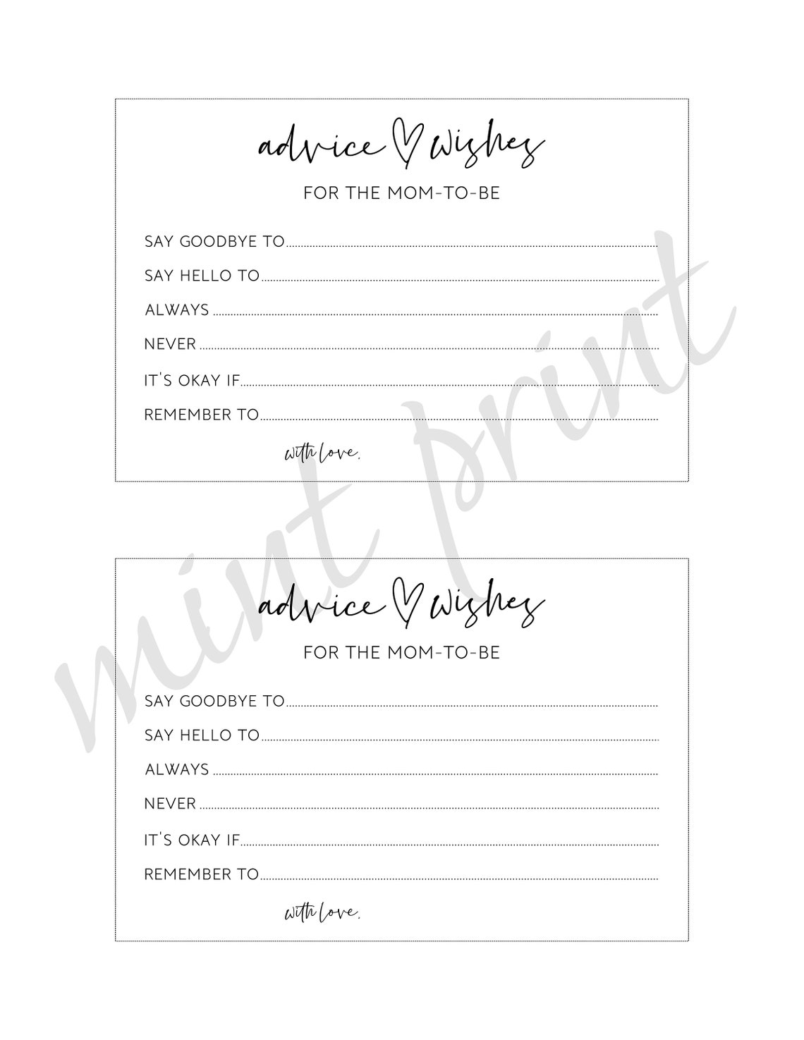 Advice for the Mom to Be Cards Advice for the Mommy to Be - Etsy
