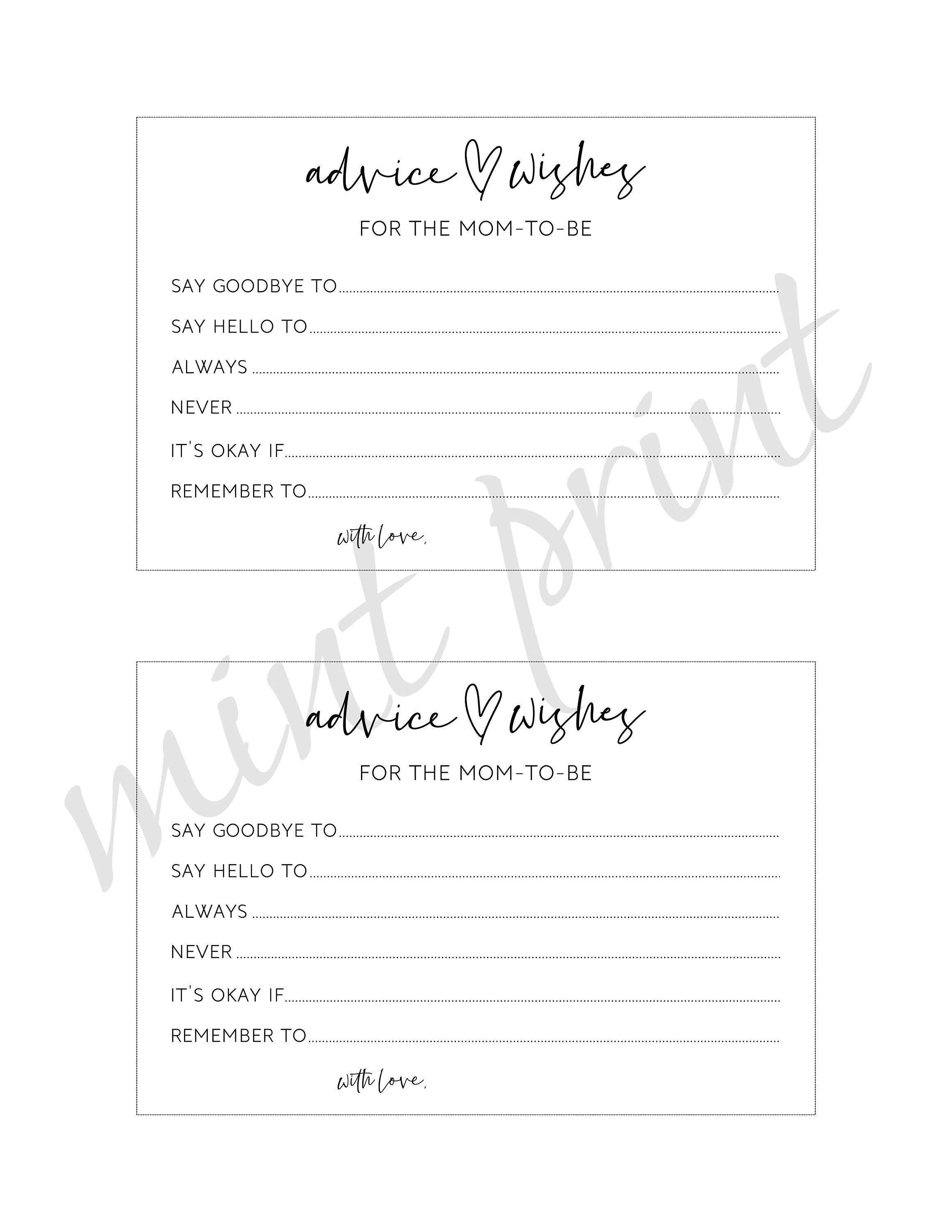 Advice for the Mom to Be Cards Advice for the Mommy to Be - Etsy