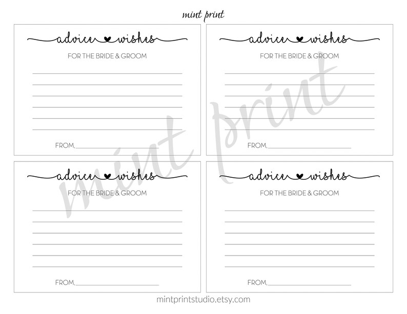 Well Wishes Cards Wedding Advice and Well Wishes for the Mr and Mrs PDF Advice For the Bride and Groom Printable Advice Cards Wedding