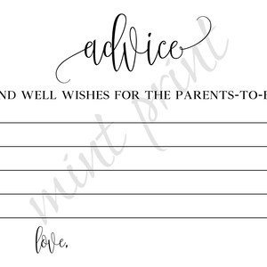 Advice and Wishes for Parents to Be, Advice for Parents to Be Printable ...