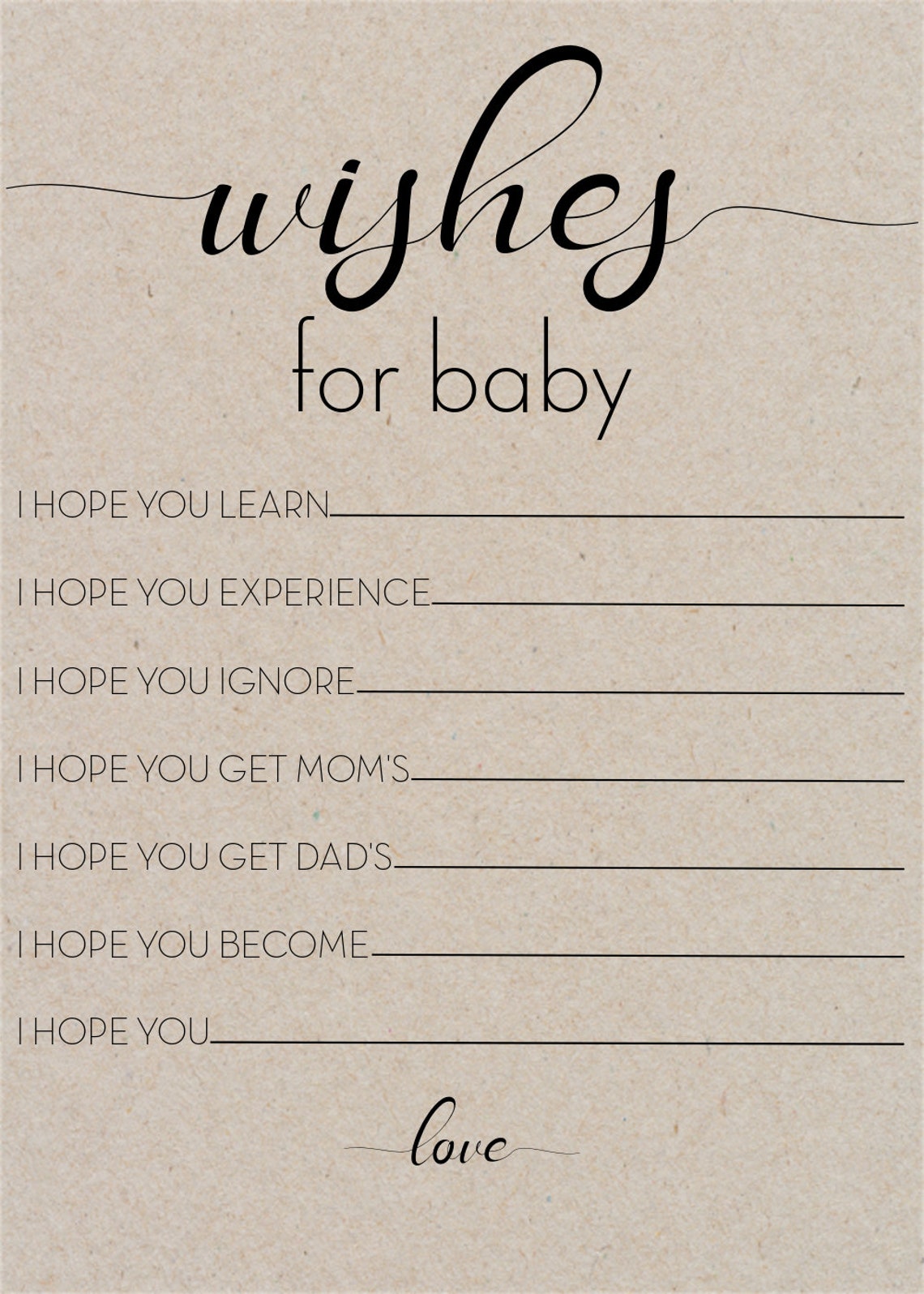 Instant Download Wishes for Baby Printable Wishes for Baby | Etsy